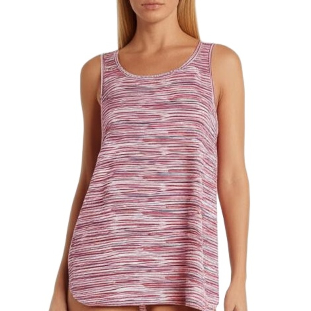 Zelos Activewear Tank Top Striped Sleeveless Pullover Keyhole Back Athleisure S